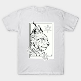 lynx cat with snowflakes T-Shirt